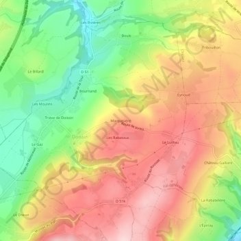 Mapa topográfico Marquisière, altitude, relevo