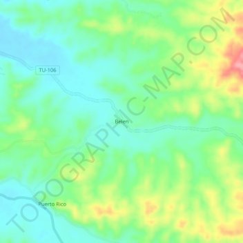 Mapa topográfico Belen, altitude, relevo