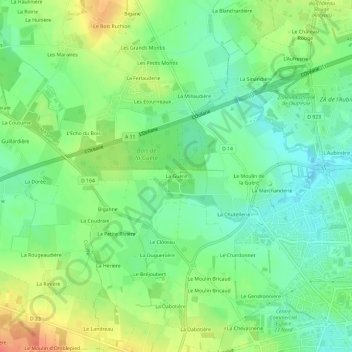 Mapa topográfico La Guère, altitude, relevo