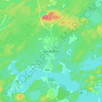 Mapa topográfico Geraldton, altitude, relevo