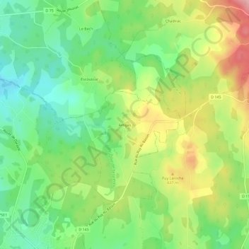 Mapa topográfico Artiges, altitude, relevo