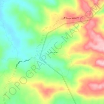 Mapa topográfico Guairacá, altitude, relevo