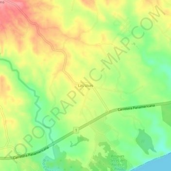 Mapa topográfico Las Uvas, altitude, relevo