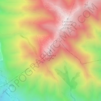 Mapa topográfico La Concha, altitude, relevo