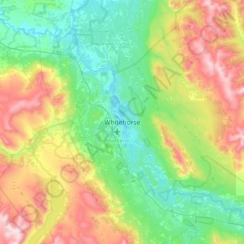 Mapa topográfico Whitehorse, altitude, relevo
