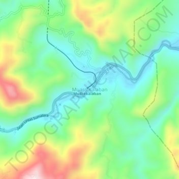 Mapa topográfico Muaro Kalaban, altitude, relevo