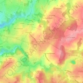 Mapa topográfico La Croix Rouge, altitude, relevo