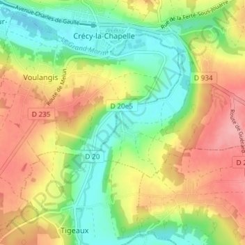 Mapa topográfico Serbonne, altitude, relevo
