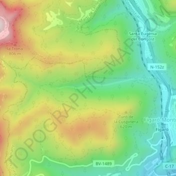 Mapa topográfico Sot del Bac, altitude, relevo
