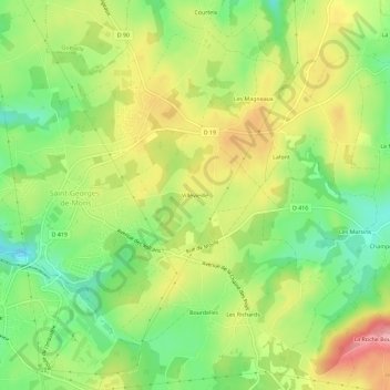 Mapa topográfico Villevieille, altitude, relevo
