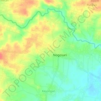 Mapa topográfico Glonggong, altitude, relevo