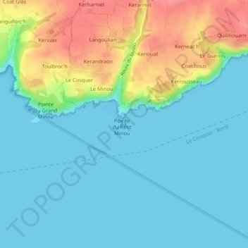 Mapa topográfico Phare du Petit Minou, altitude, relevo