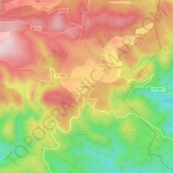 Mapa topográfico Coulouma, altitude, relevo