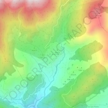 Mapa topográfico El Arenal, altitude, relevo