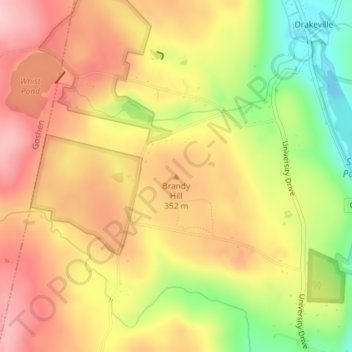 Mapa topográfico Brandy Hill, altitude, relevo