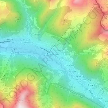 Mapa topográfico La Panthiaz, altitude, relevo