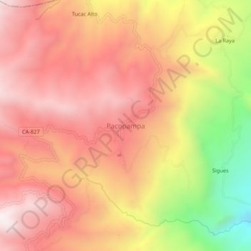 Mapa topográfico Pacopampa, altitude, relevo