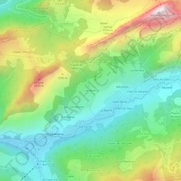 Mapa topográfico Le Mont, altitude, relevo