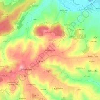 Mapa topográfico La Mannetière, altitude, relevo