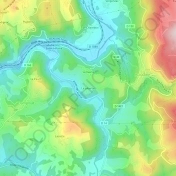 Mapa topográfico La Jubertie, altitude, relevo
