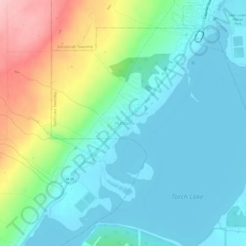 Mapa topográfico Hubbell, altitude, relevo