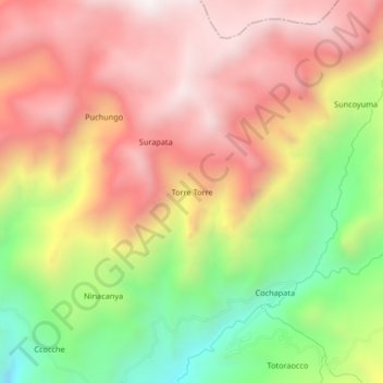 Mapa topográfico Torre Torre, altitude, relevo