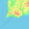 Mapa topográfico Algarve, altitude, relevo