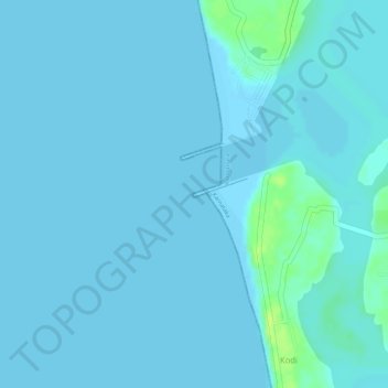 Mapa topográfico Kodi beach, altitude, relevo