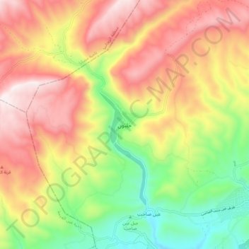 Mapa topográfico Halbun, altitude, relevo