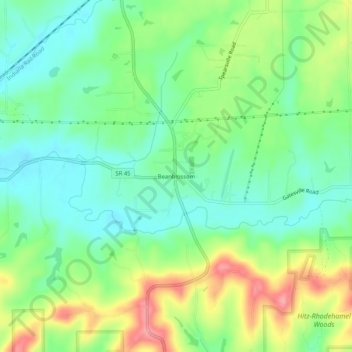 Mapa topográfico Beanblossom, altitude, relevo