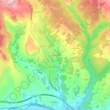 Mapa topográfico La Bonnetie, altitude, relevo