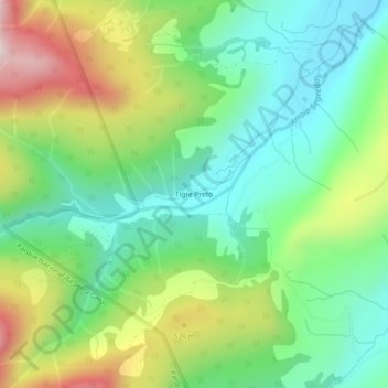 Mapa topográfico Tigre Preto, altitude, relevo
