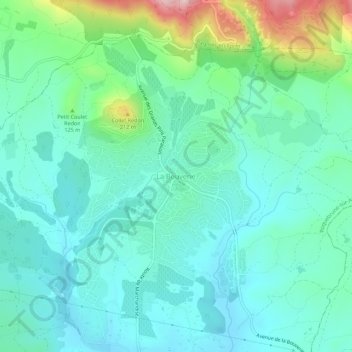 Mapa topográfico La Bouverie, altitude, relevo