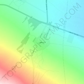 Mapa topográfico Danesfahan, altitude, relevo