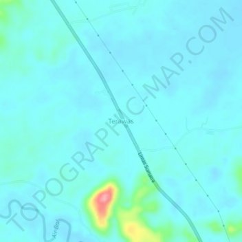 Mapa topográfico Terawas, altitude, relevo