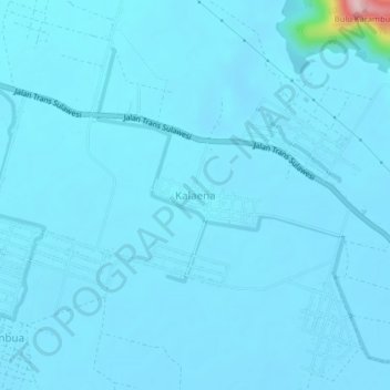 Mapa topográfico Kalaena, altitude, relevo