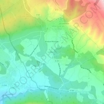 Mapa topográfico La Fourane, altitude, relevo