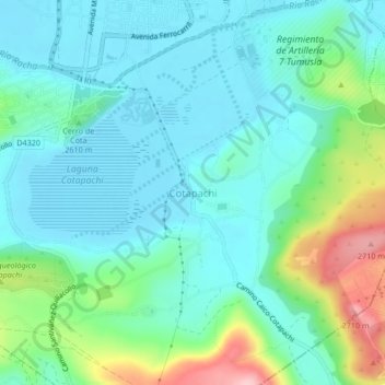 Mapa topográfico Cotapachi, altitude, relevo
