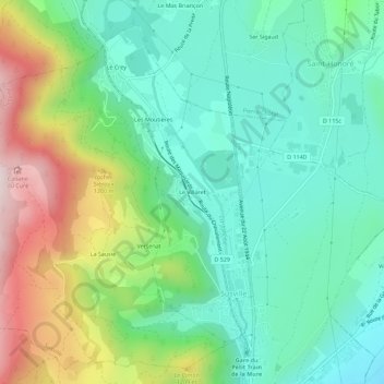 Mapa topográfico Le Villaret, altitude, relevo