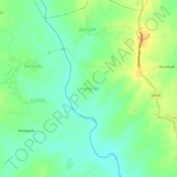 Mapa topográfico Limchhod, altitude, relevo