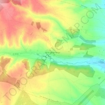 Mapa topográfico Ferral del Bernesga, altitude, relevo