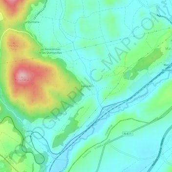 Mapa topográfico Bercedo, altitude, relevo