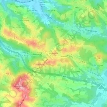 Mapa topográfico Mendilazkor, altitude, relevo