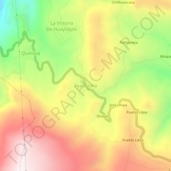 Mapa topográfico Ayaccocha, altitude, relevo