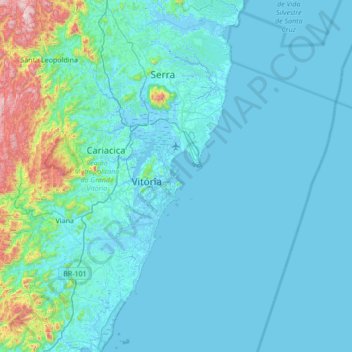 Mapa topográfico Ilha do Boi, altitude, relevo