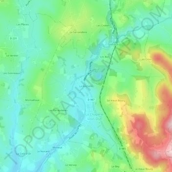 Mapa topográfico La Rochelle, altitude, relevo