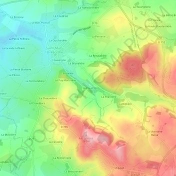 Mapa topográfico Le Pouët, altitude, relevo