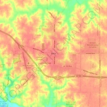Mapa topográfico Pella, altitude, relevo