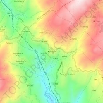Mapa topográfico Pedregal, altitude, relevo