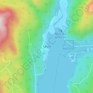 Mapa topográfico Tahsis, altitude, relevo